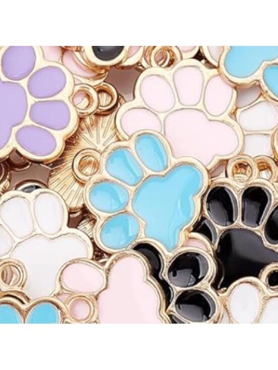 Other - Paw Print Charms DIY Pendant Jewelry Making Multicolored Pink Gold Blue Gift New